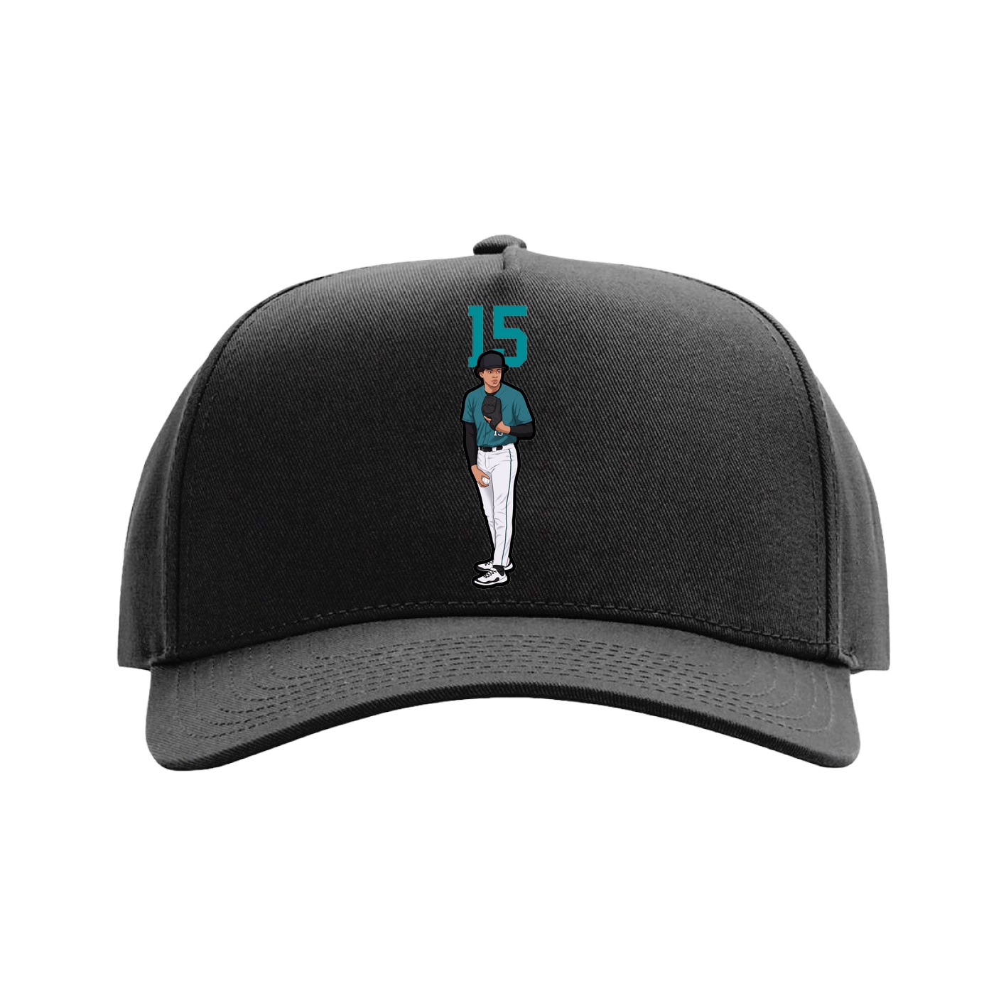 Full Fabric Five-Panel Champ Cap — Number Top in Black