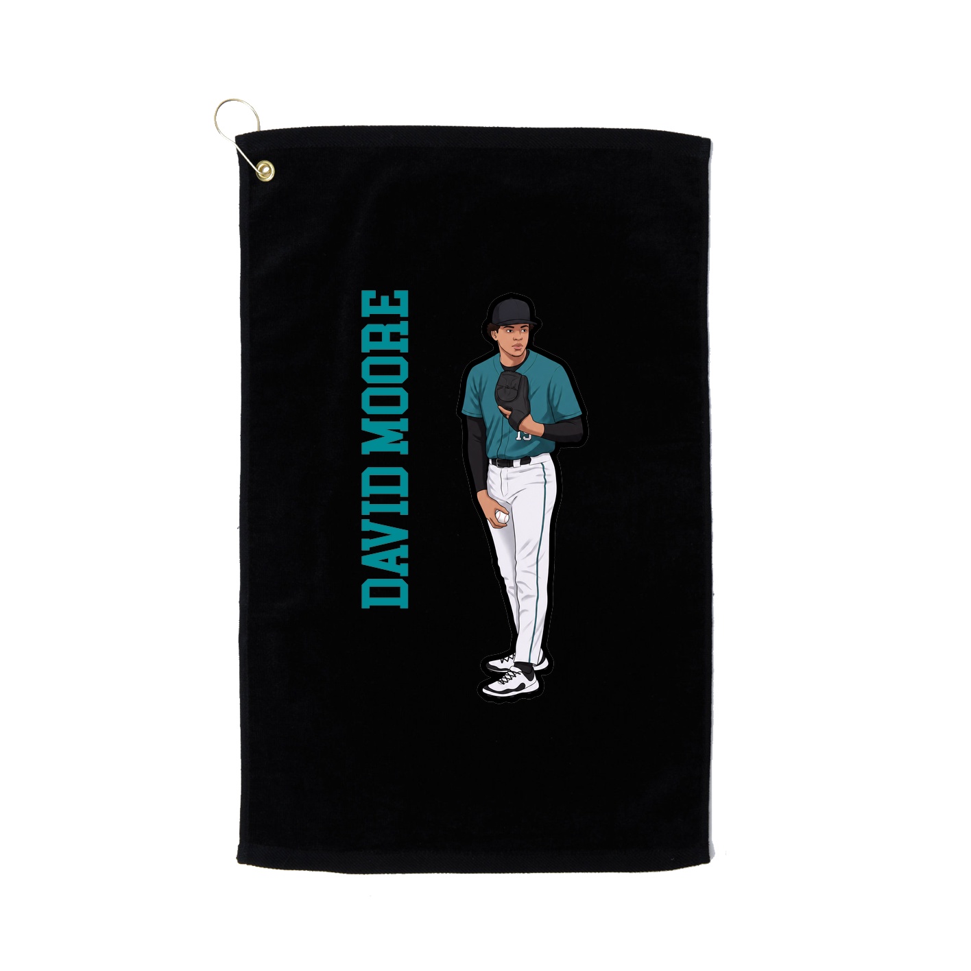 Golf Towel — Name Vertical in Black