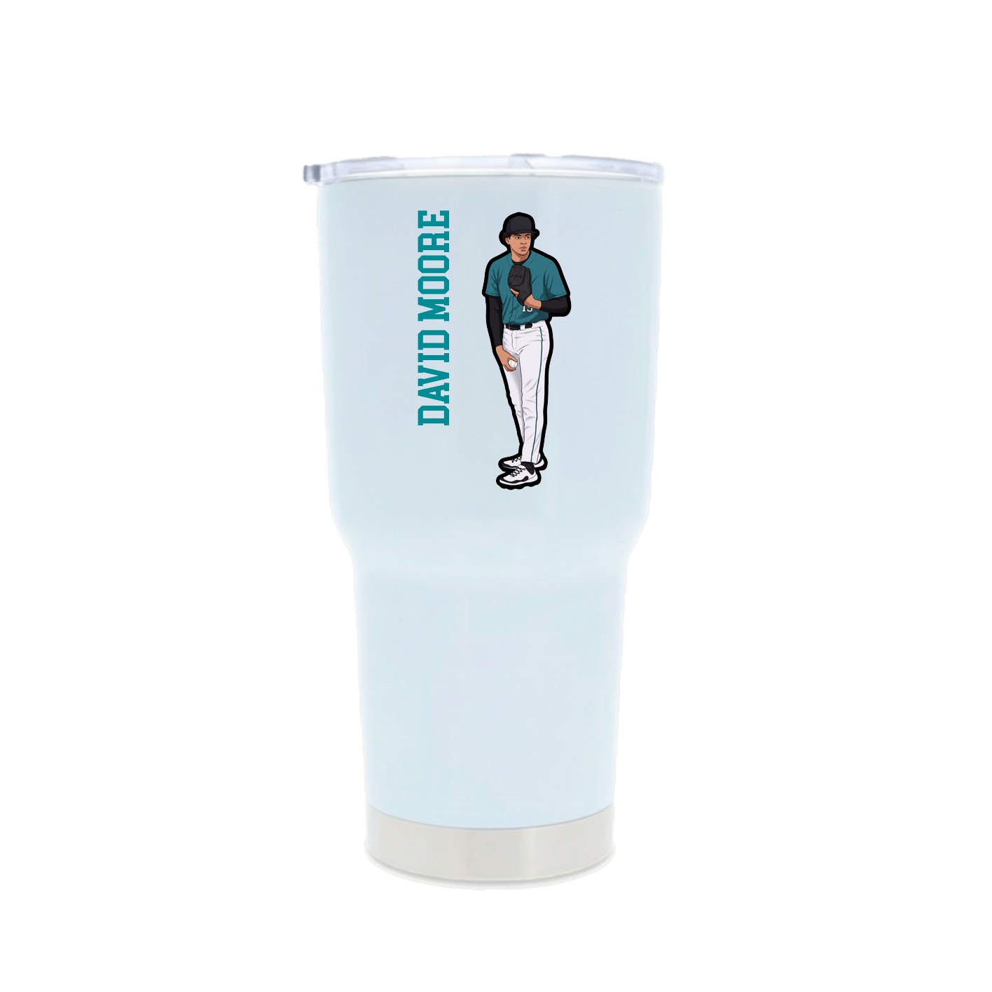30oz Stainless Steel Tumbler — Name Vertical in White
