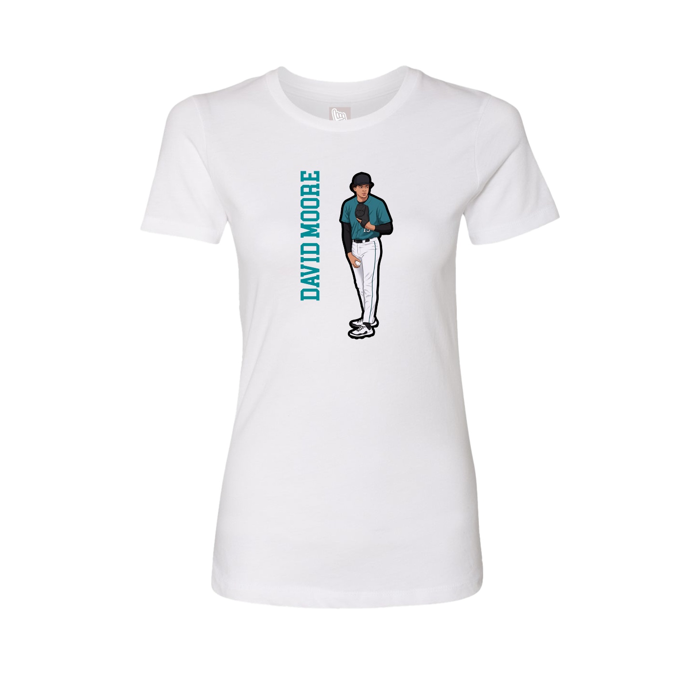 Fitted Women's Tee — Name Vertical in White
