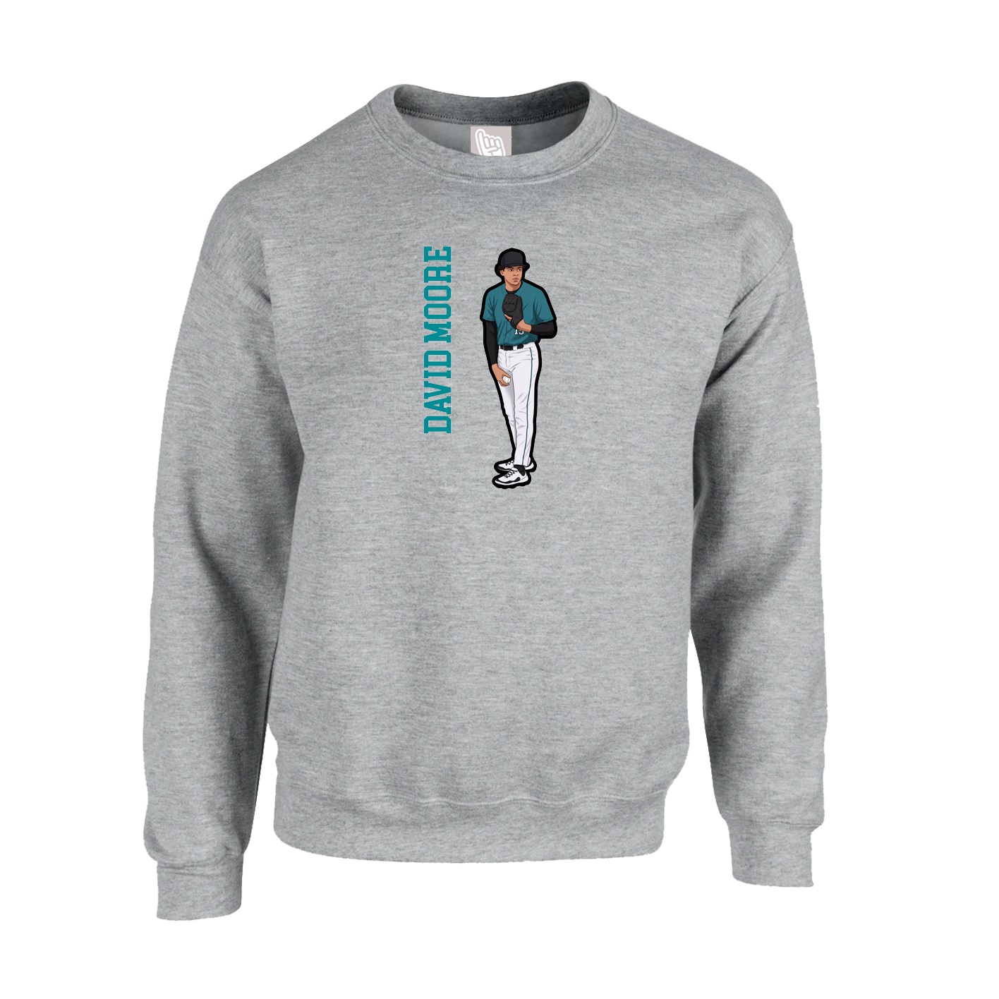 Fleece Crew — Name Vertical in Grey