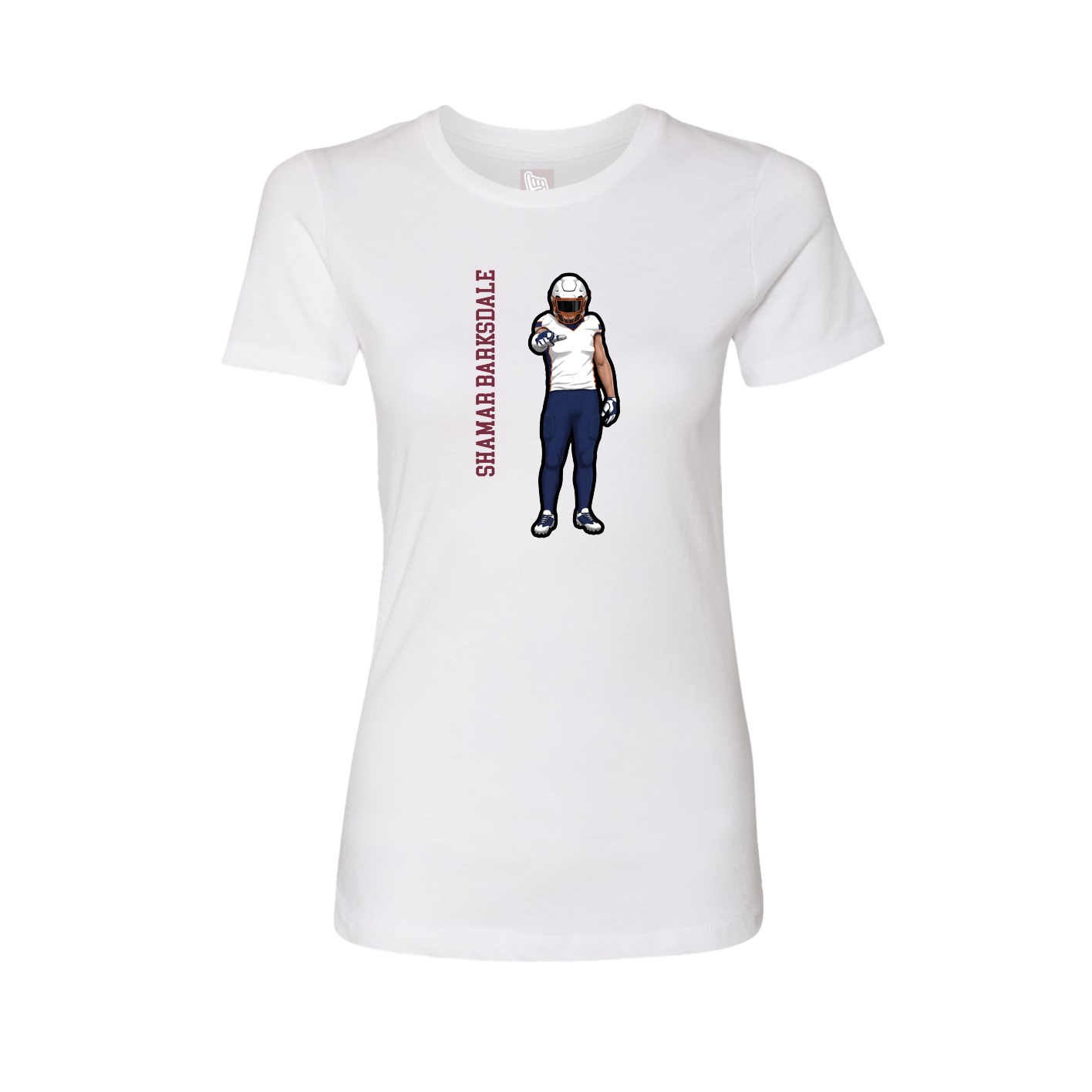Fitted Women's Tee — Name Vertical in White