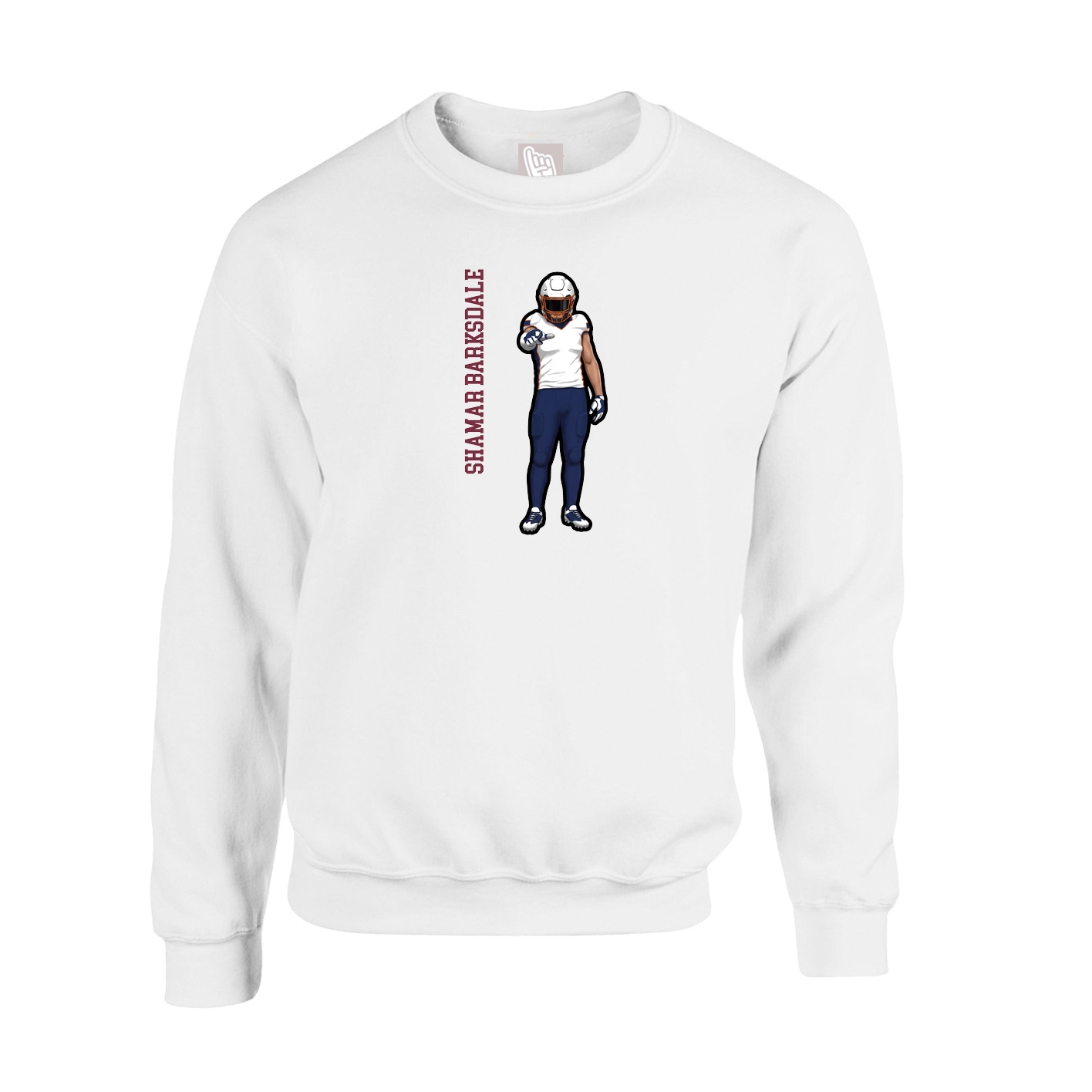 Fleece Crew — Name Vertical in White