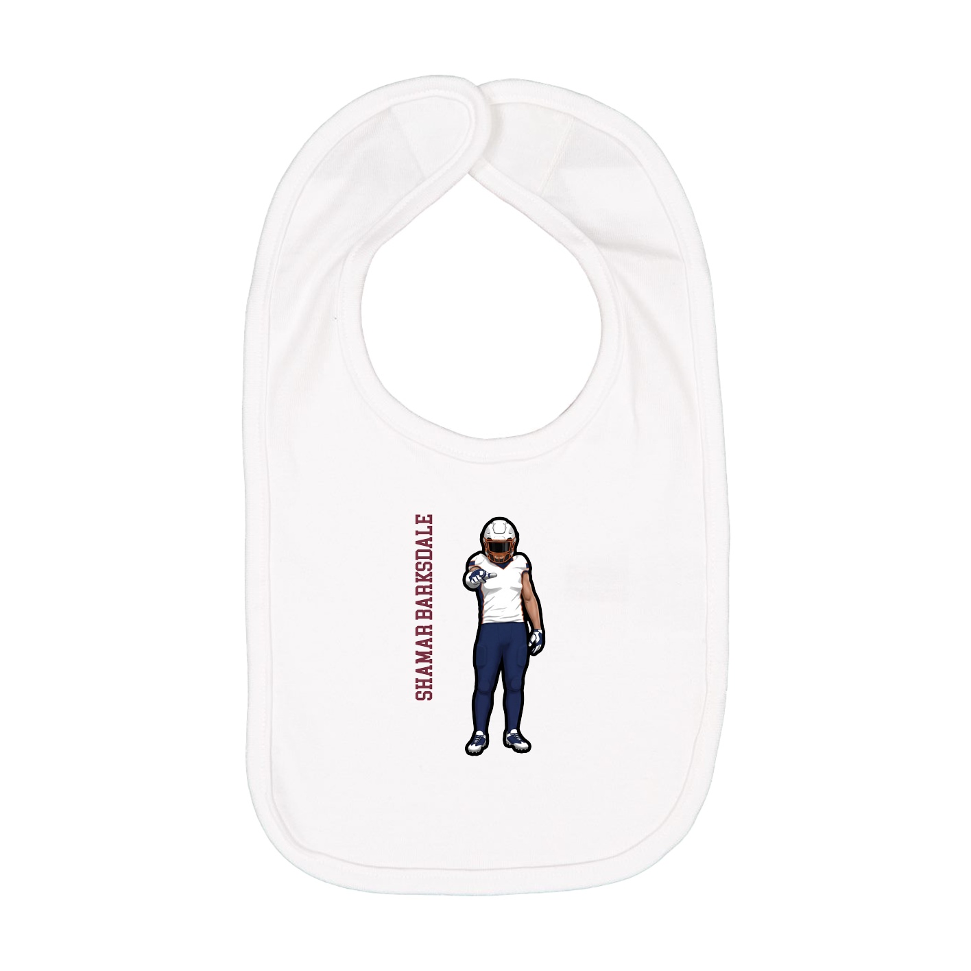 Infant Bib — Name Vertical in White