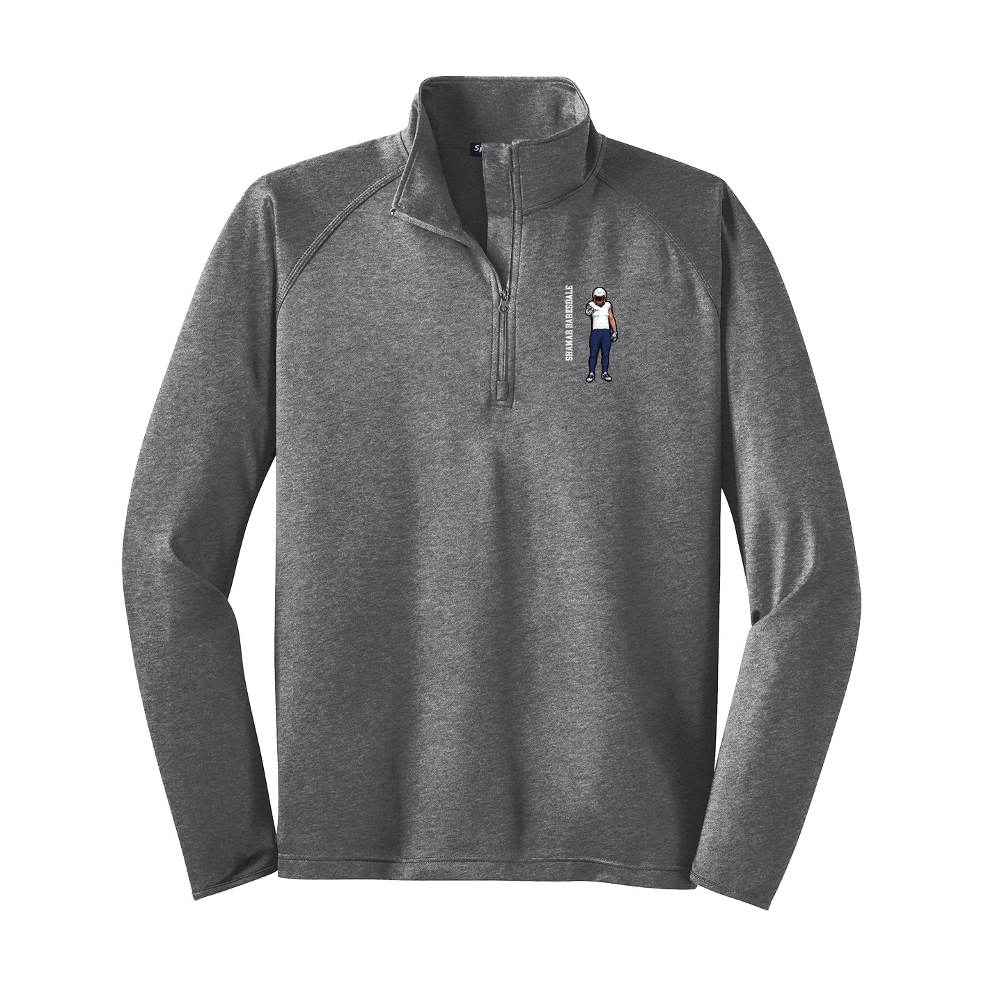 Q-Zip Pullover — Name Vertical in Grey