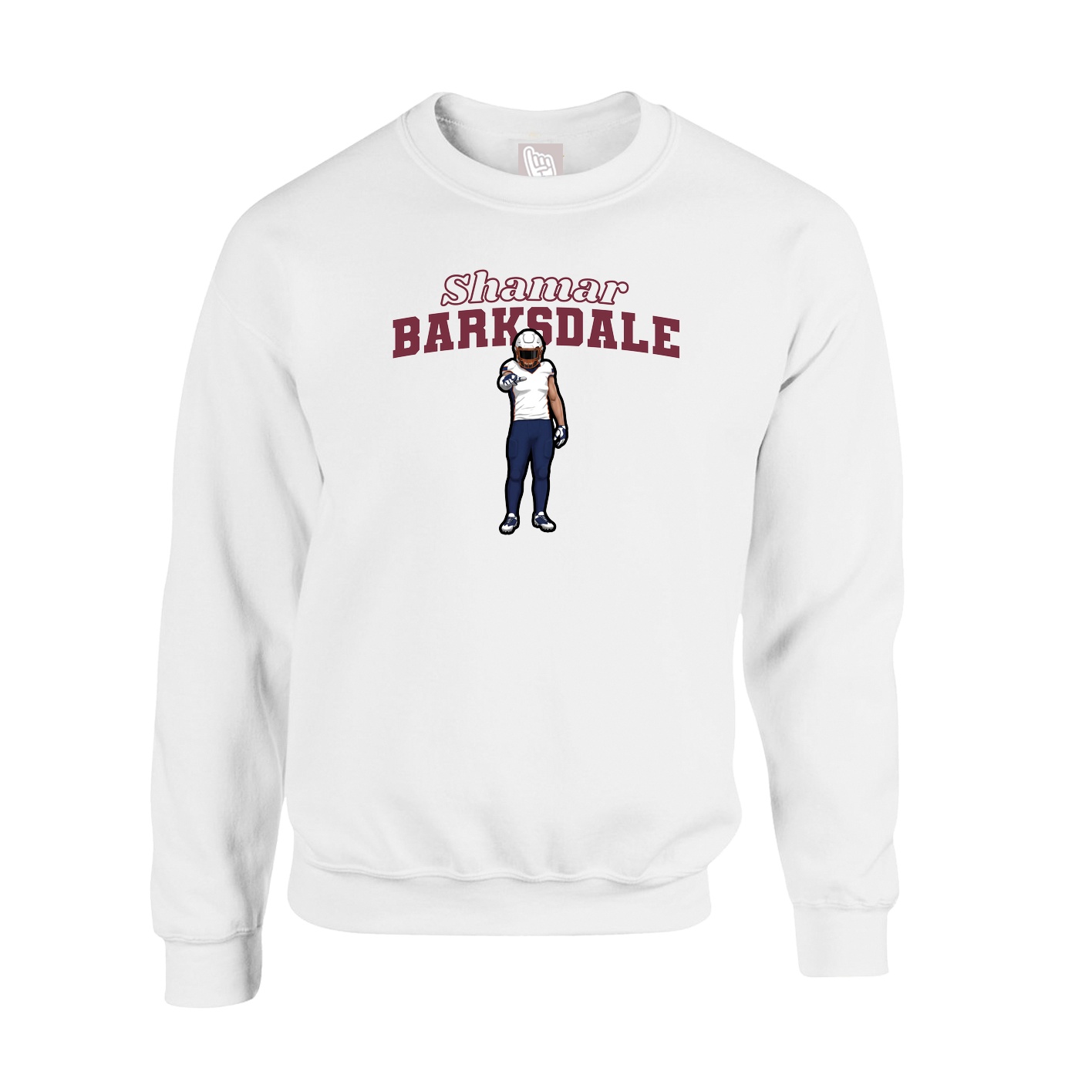 Fleece Crew — Name Arch in White
