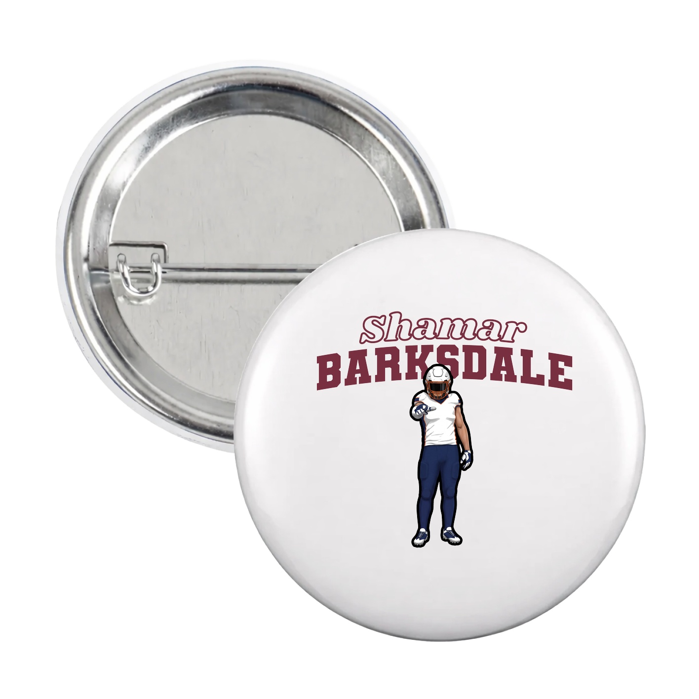 Game Day Button — Name Arch in White