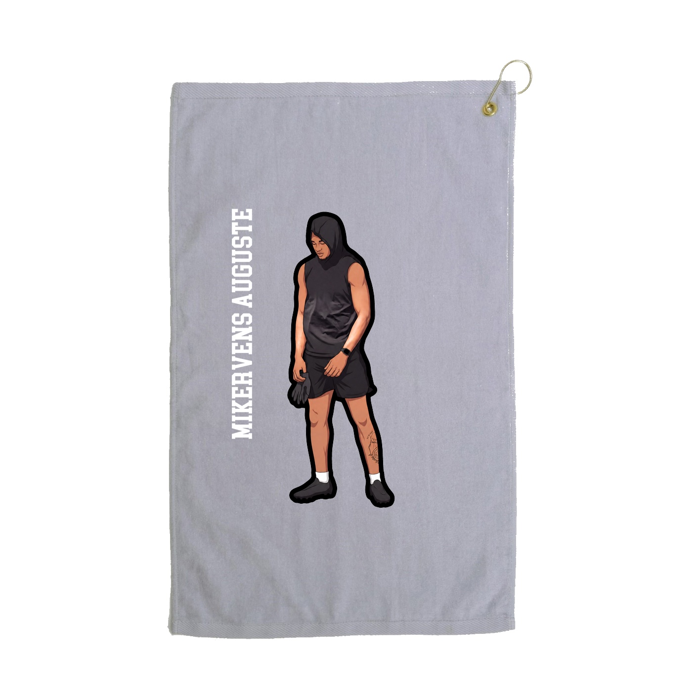 Golf Towel — Name Vertical in Grey