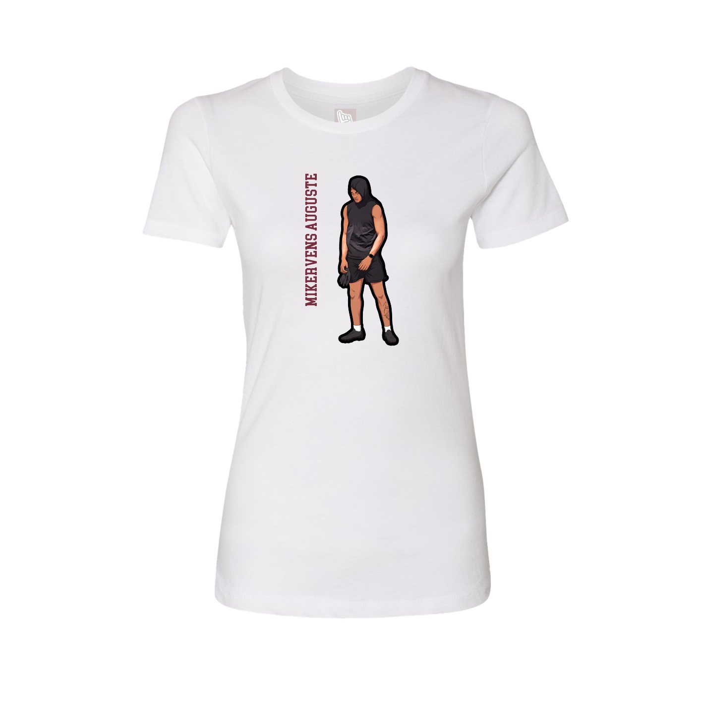 Fitted Women's Tee — Name Vertical in White