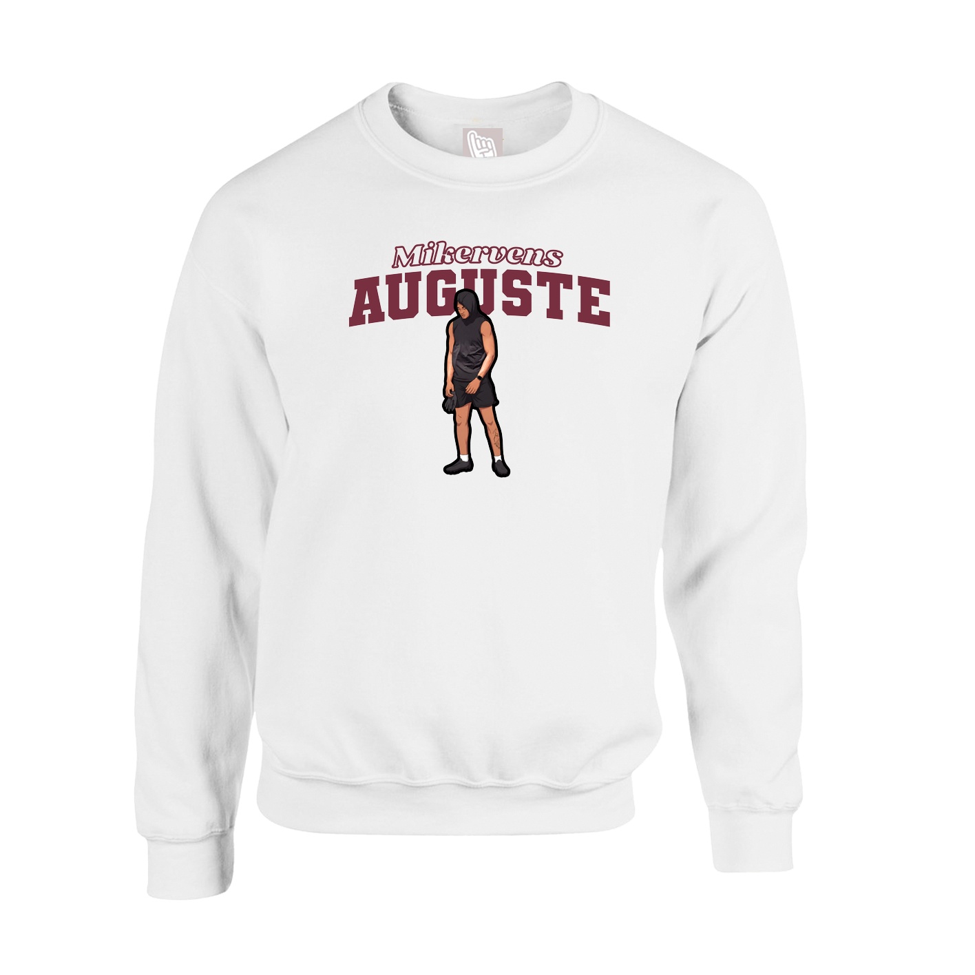 Fleece Crew — Name Arch in White