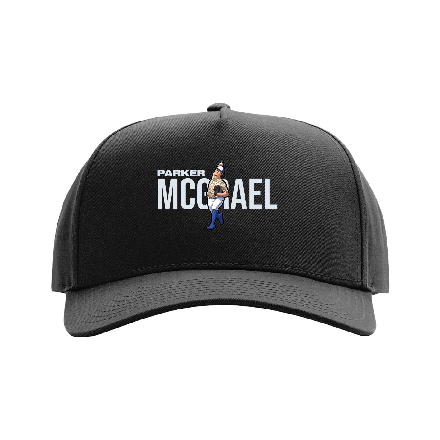 Full Fabric Five-Panel Champ Cap — Player Name in Black