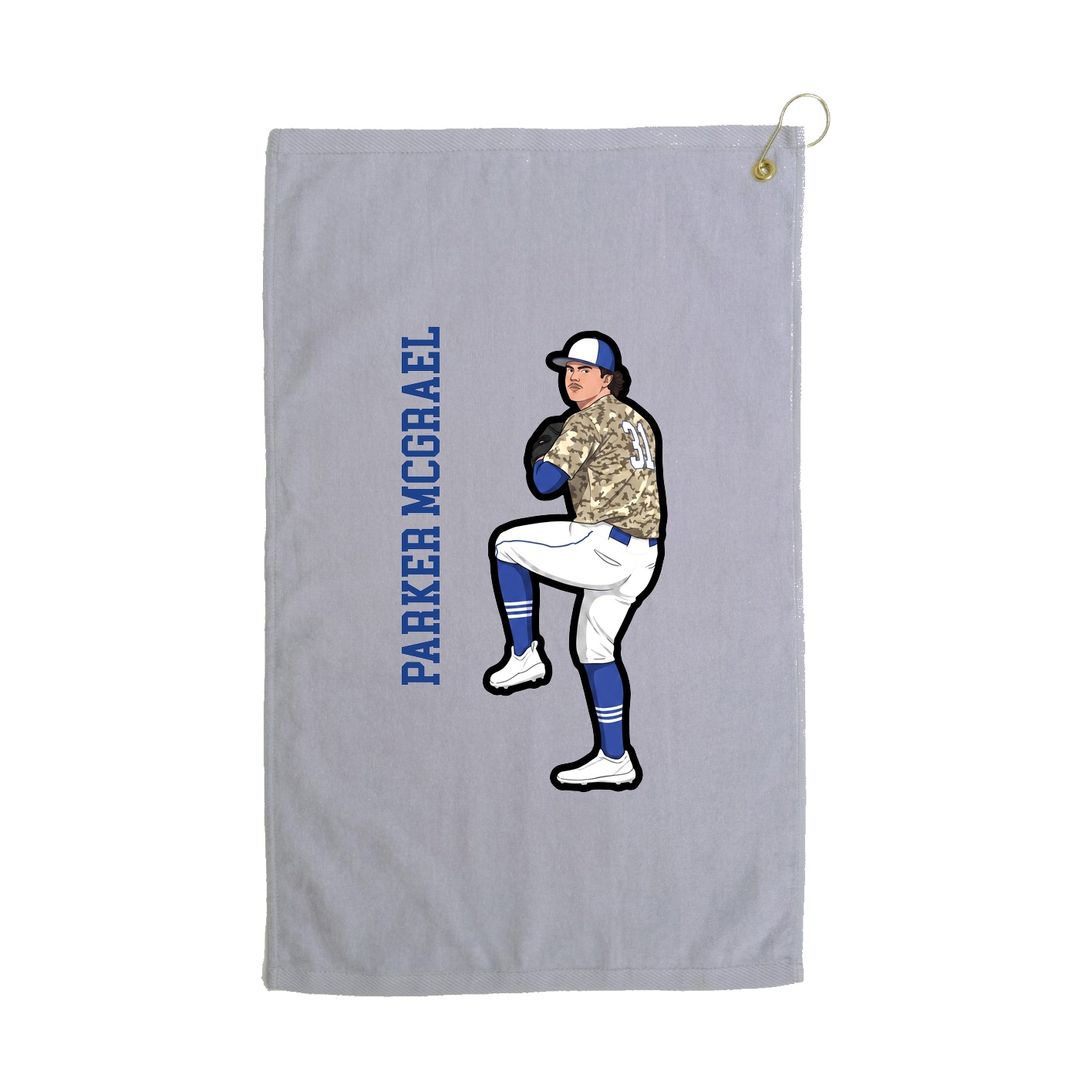 Golf Towel — Name Vertical in Grey
