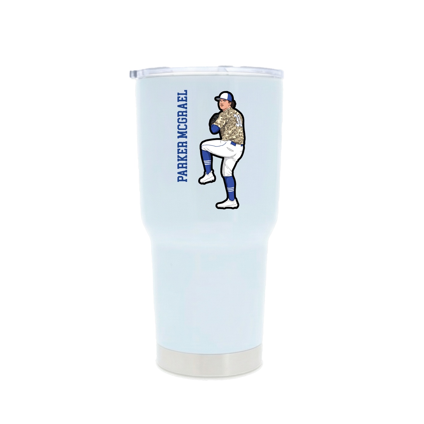 30oz Stainless Steel Tumbler — Name Vertical in White