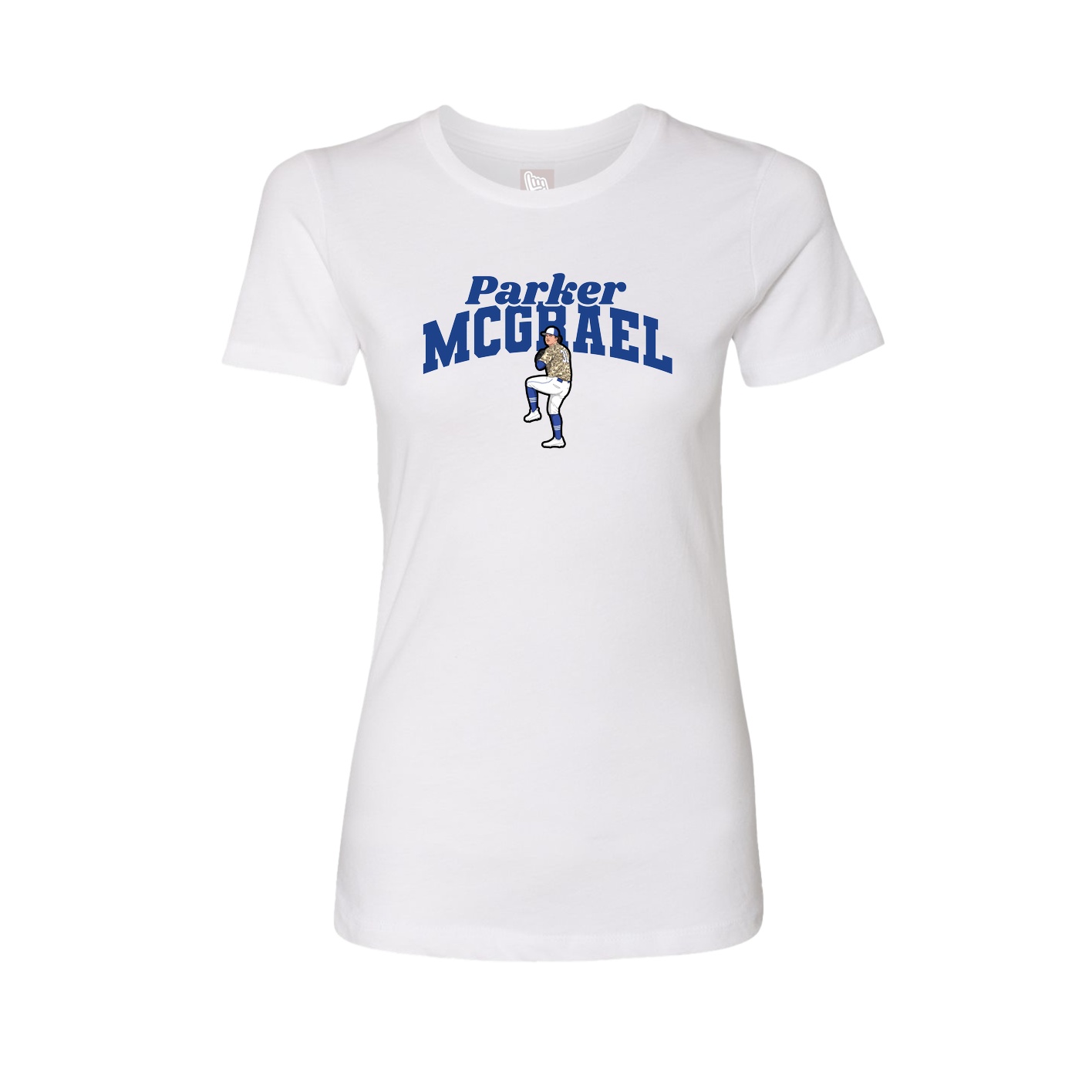 Fitted Women's Tee — Signature Arch in White