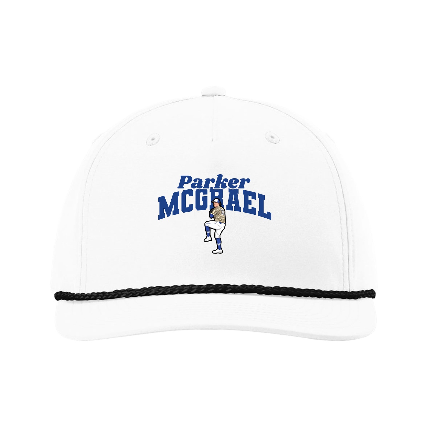 Five-Panel Classic Rope Cap — Signature Arch in White