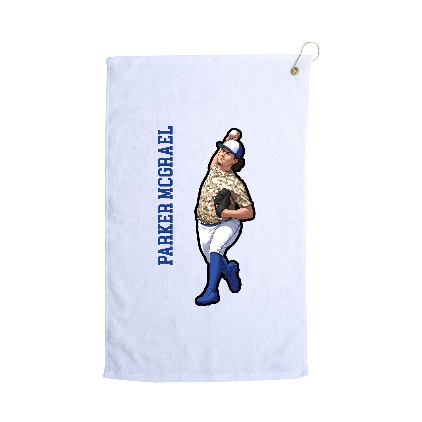 Golf Towel — Name Vertical in White