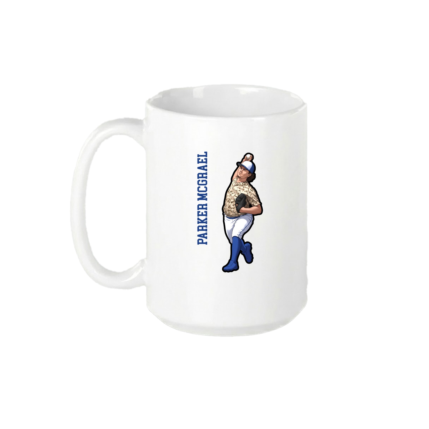 15oz Coffee Mug — Name Vertical in White