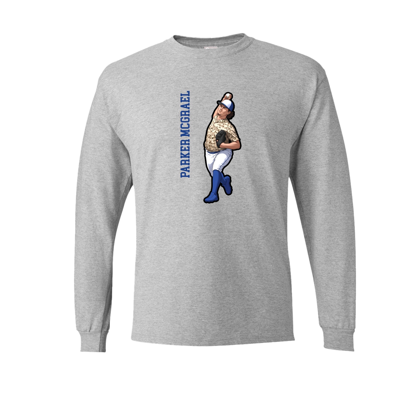 Long Sleeve Tee — Name Vertical in Grey