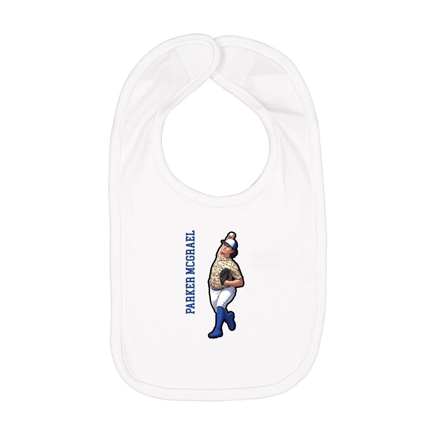Infant Bib — Name Vertical in White