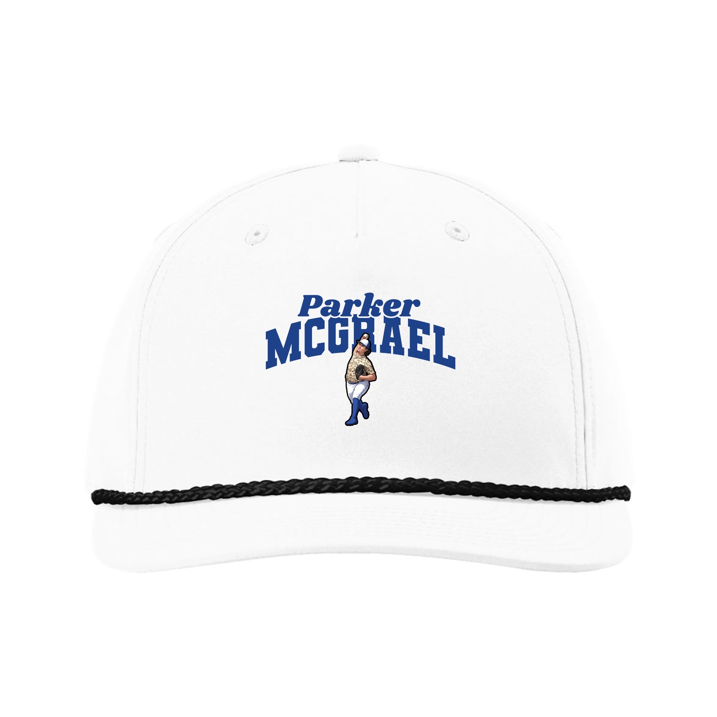Five-Panel Classic Rope Cap — Signature Arch in White