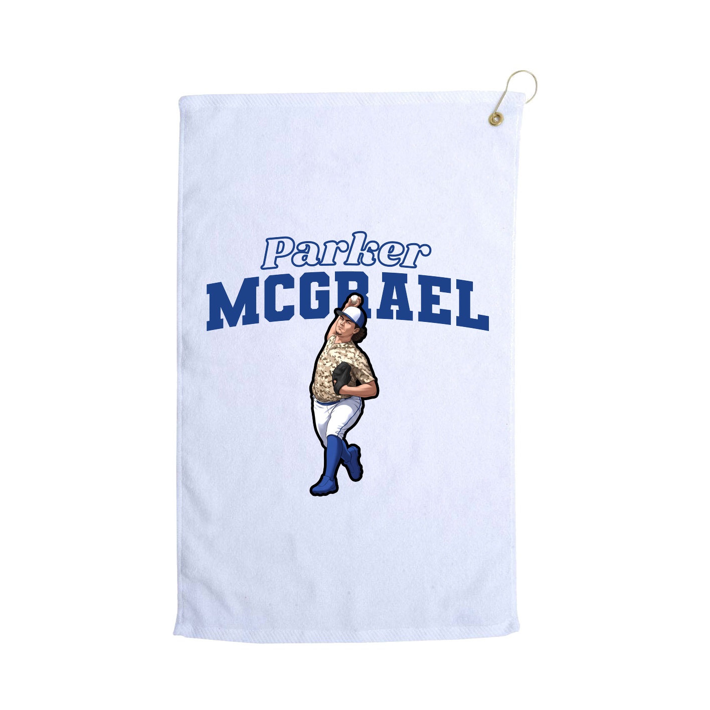 Golf Towel — Name Arch in White