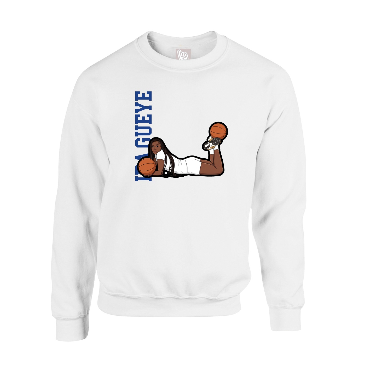 Fleece Crew — Name Vertical in White