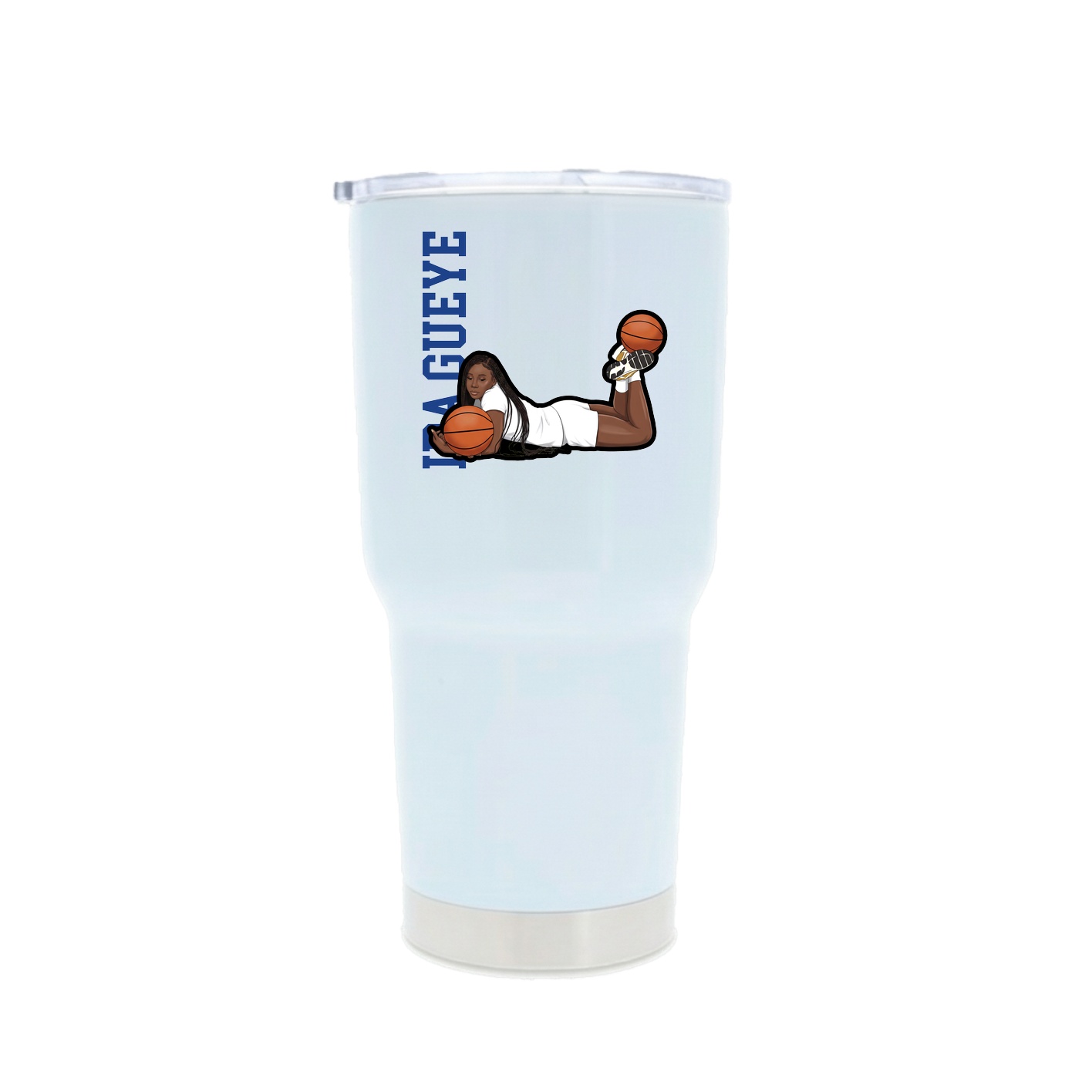 30oz Stainless Steel Tumbler — Name Vertical in White