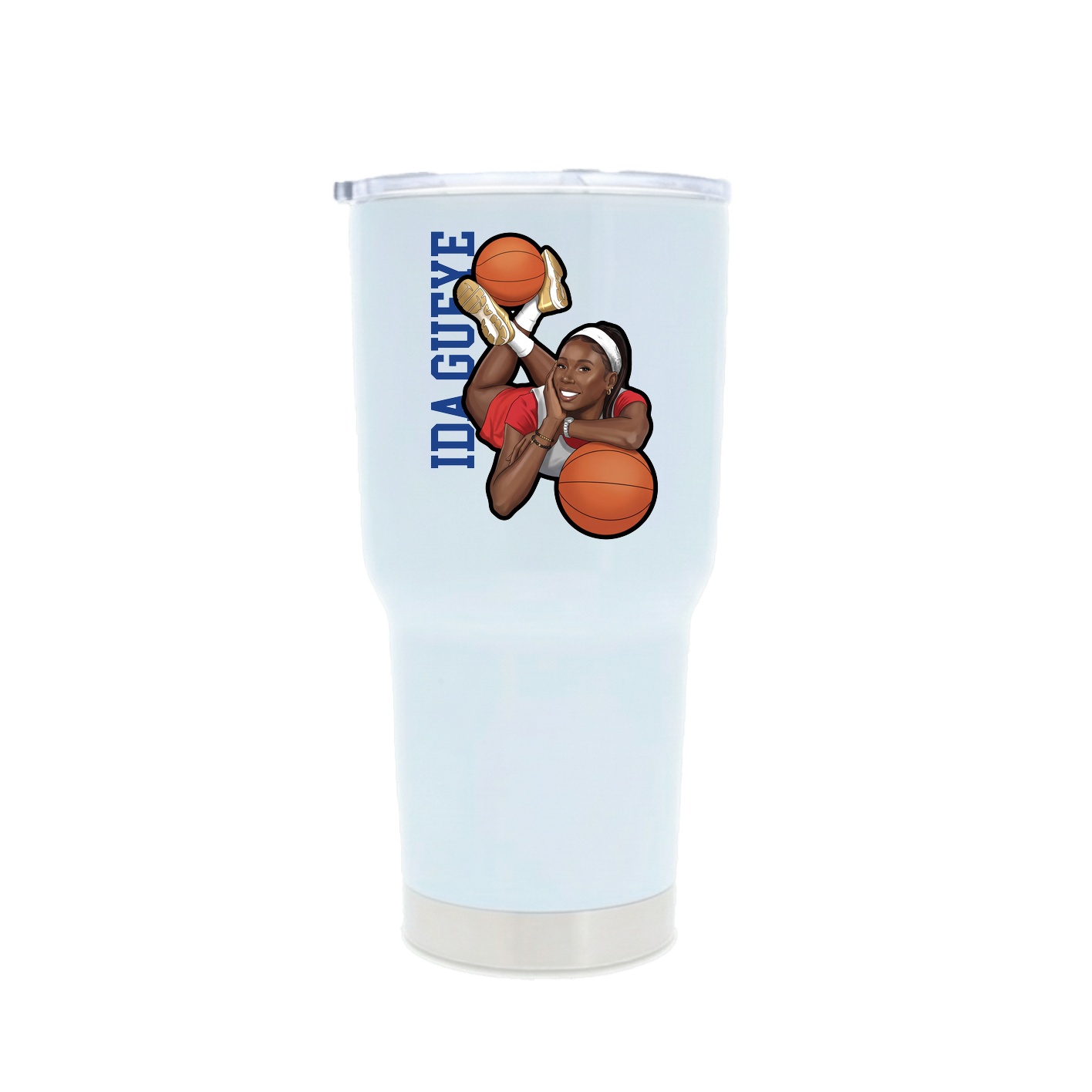 30oz Stainless Steel Tumbler — Name Vertical in White