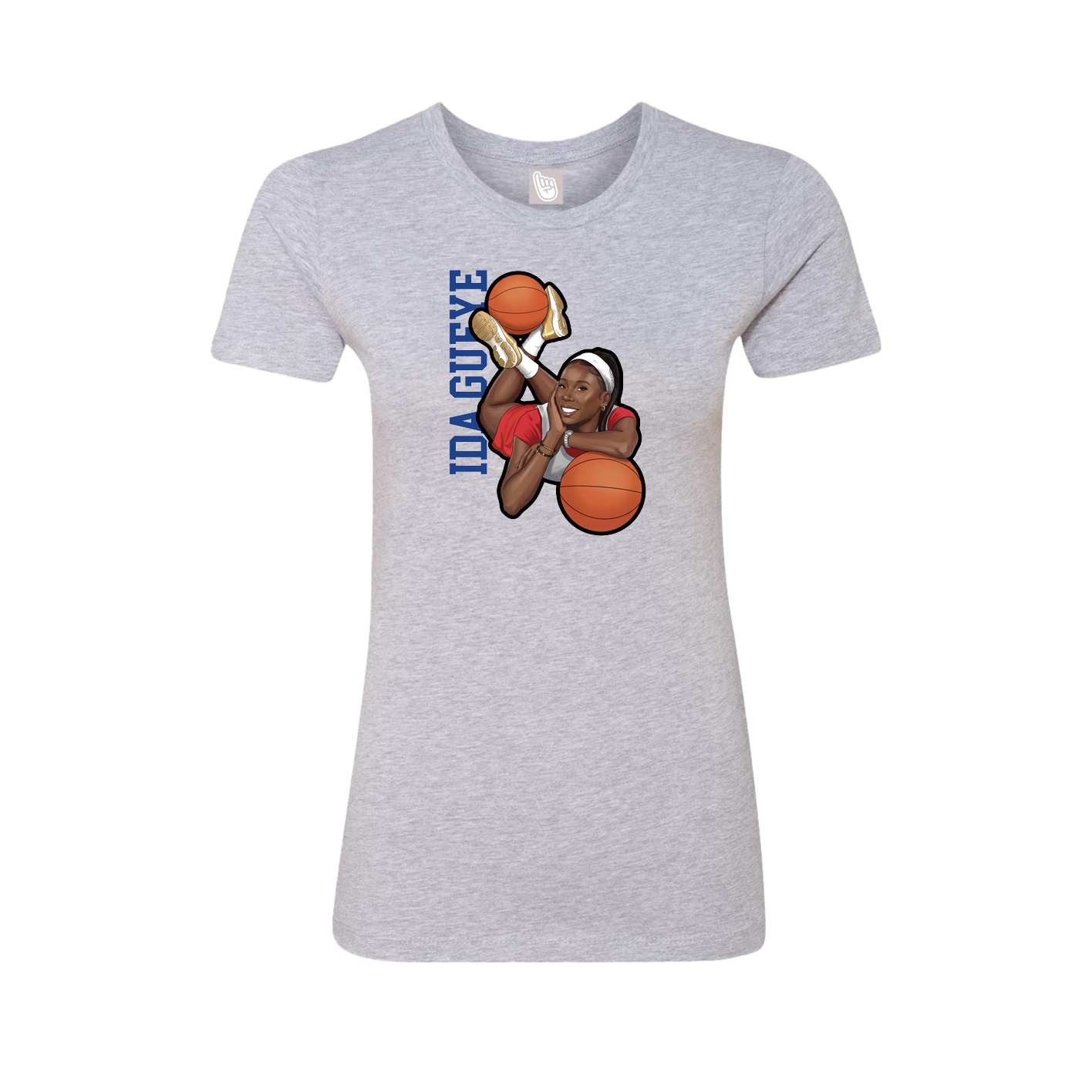 Fitted Women's Tee — Name Vertical in Grey