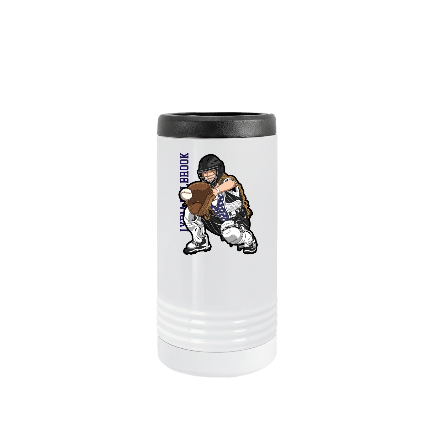 Slim Beverage Holder — Name Vertical in White