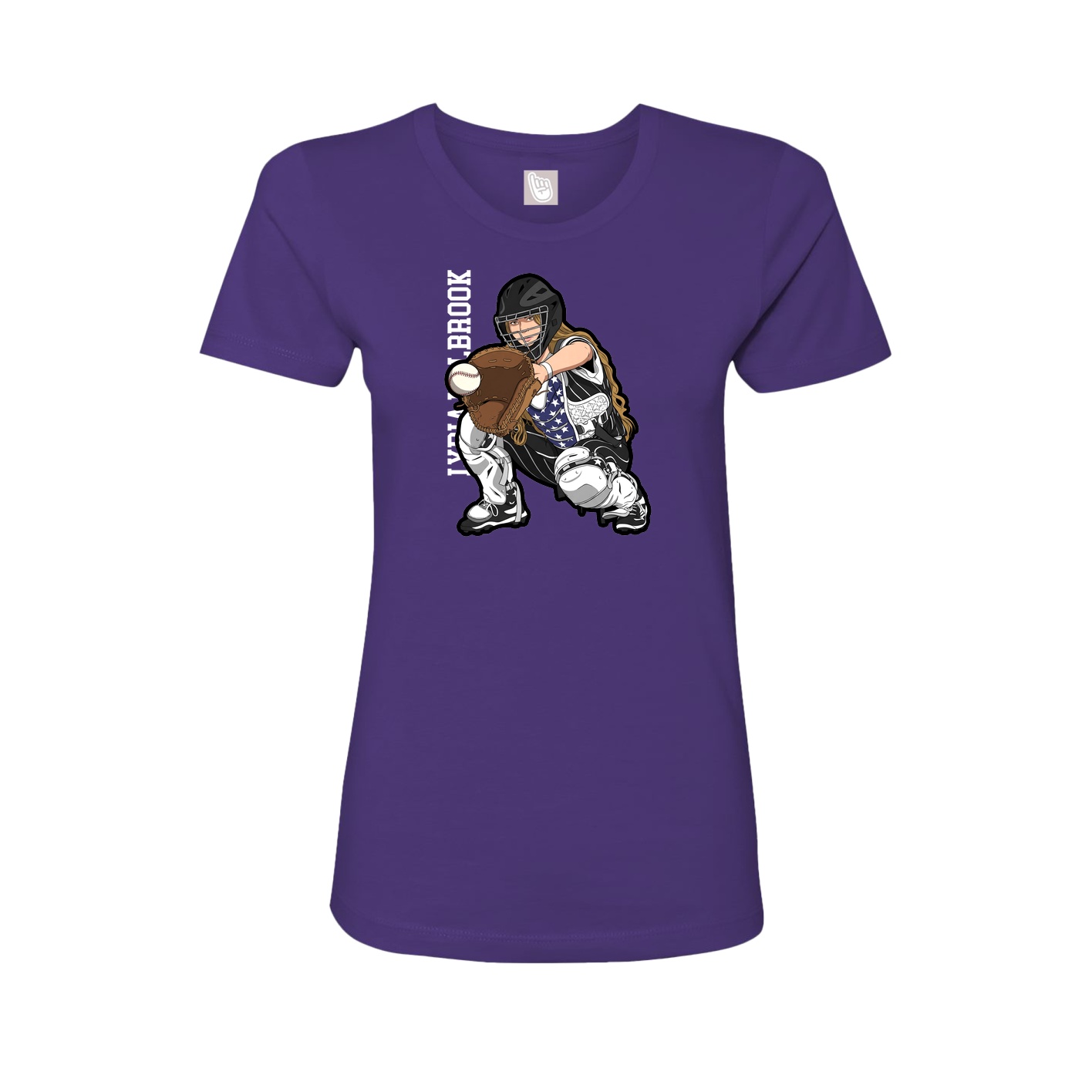 Womens Tee — Name Vertical in Purple
