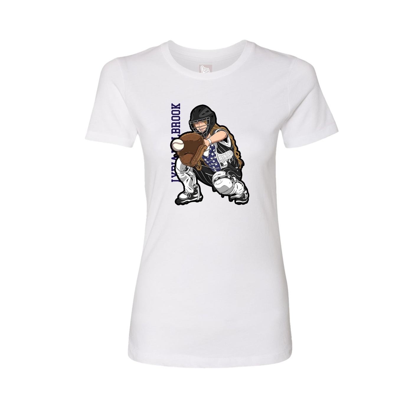 Fitted Women's Tee — Name Vertical in White