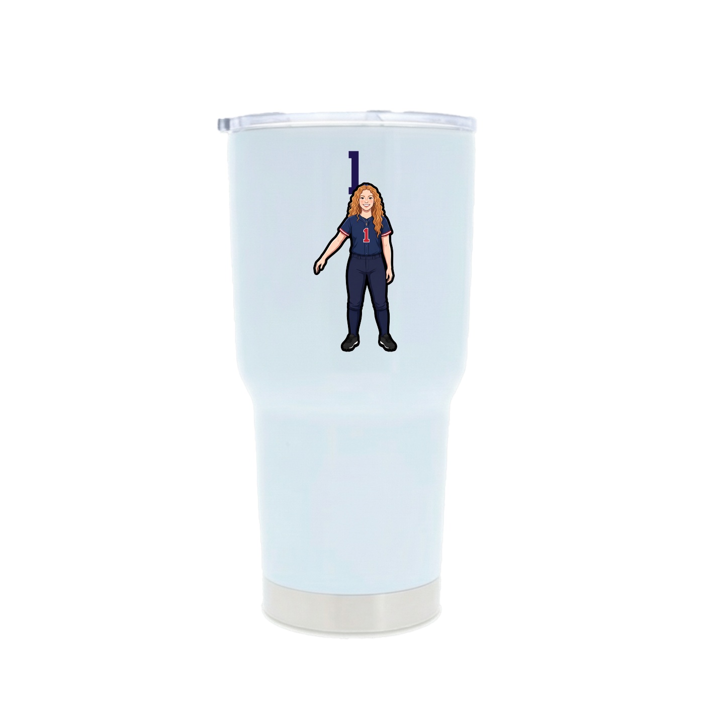 30oz Stainless Steel Tumbler — Number Top in White