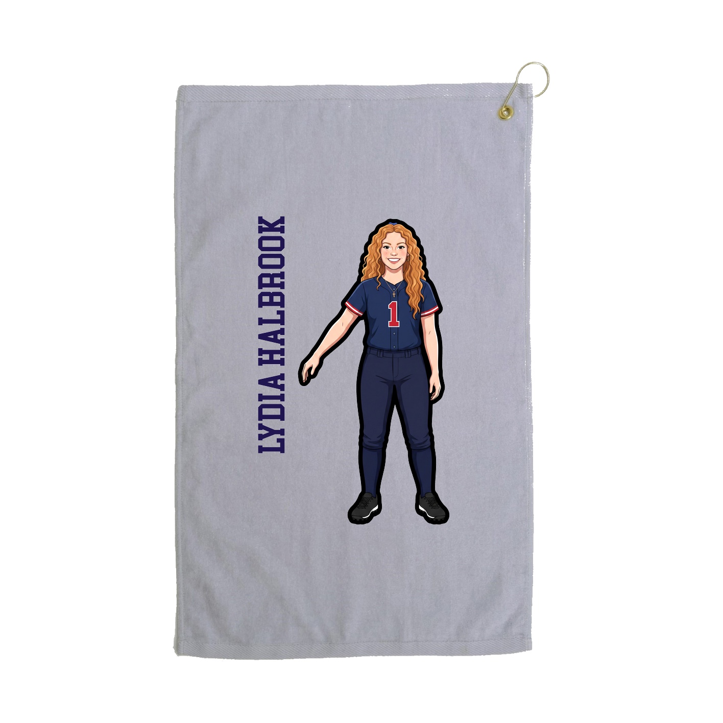 Golf Towel — Name Vertical in Grey