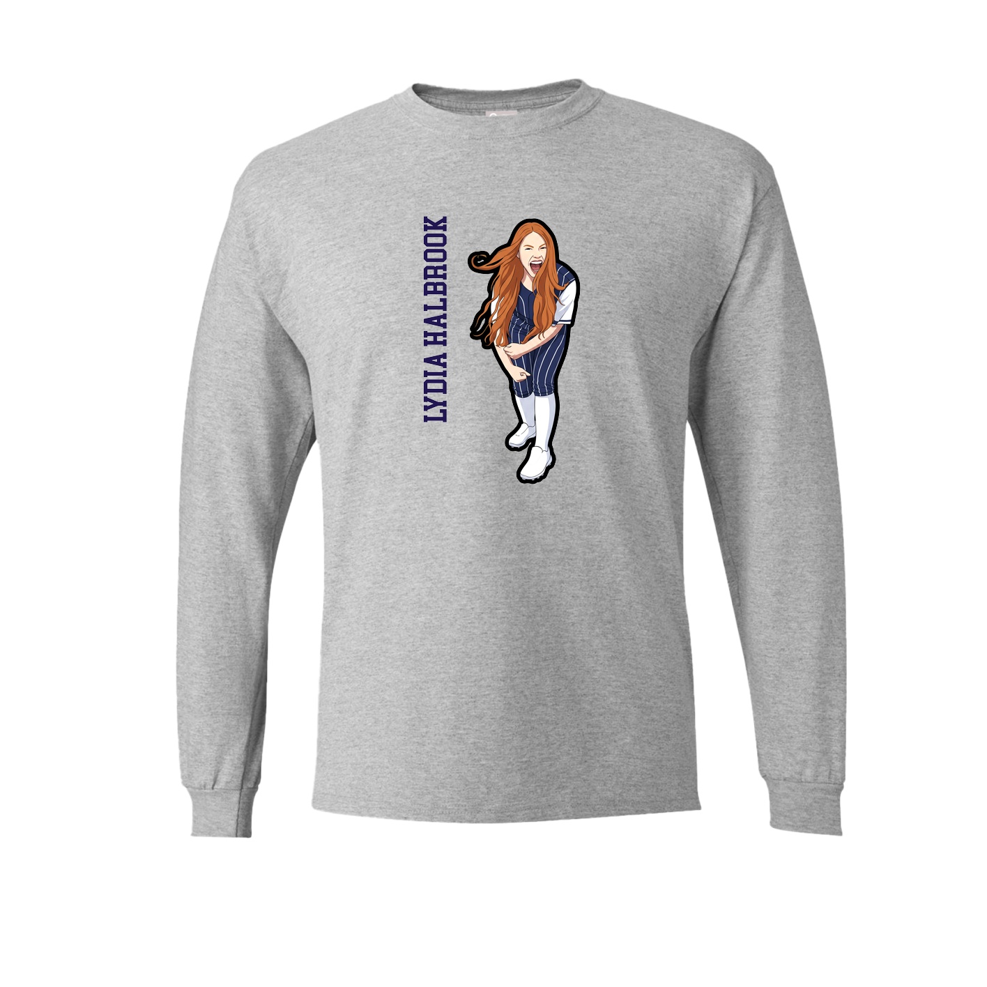 Long Sleeve Tee — Name Vertical in Grey