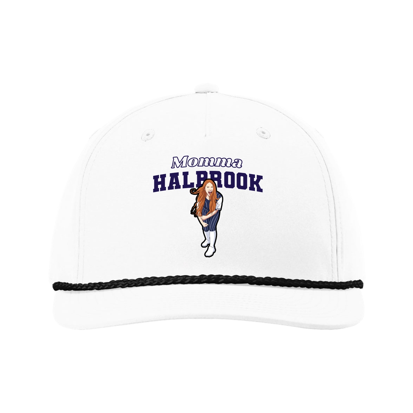 Five-Panel Classic Rope Cap — Mothers Day Block in White