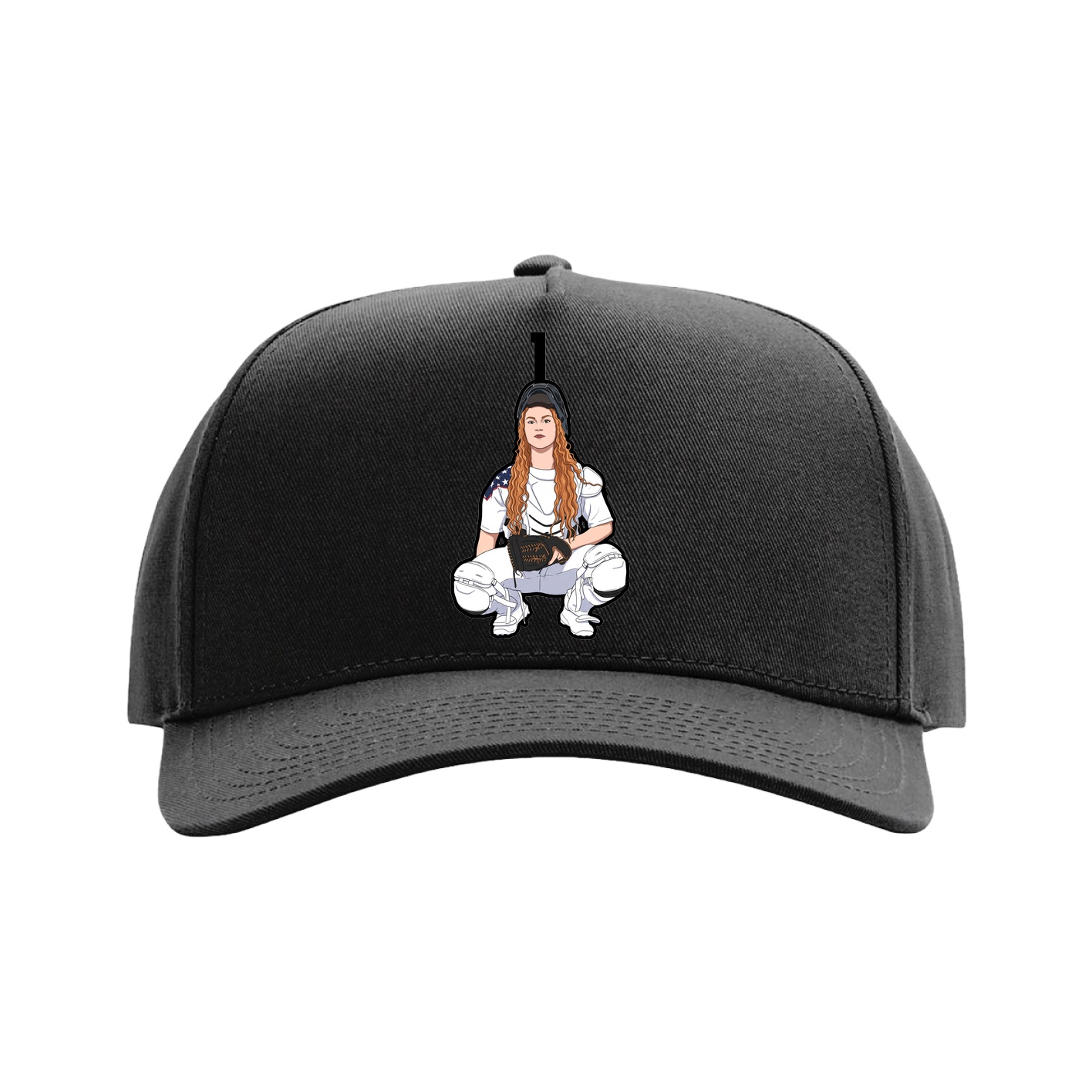 Full Fabric Five-Panel Champ Cap — Number Top in Black