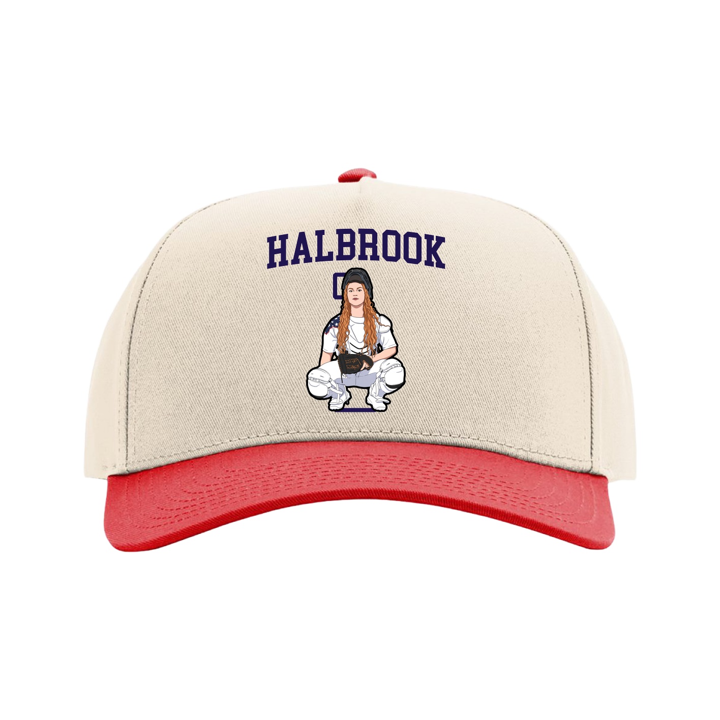 Full Fabric Five-Panel Champ Cap — Shirsey in Cream/Red