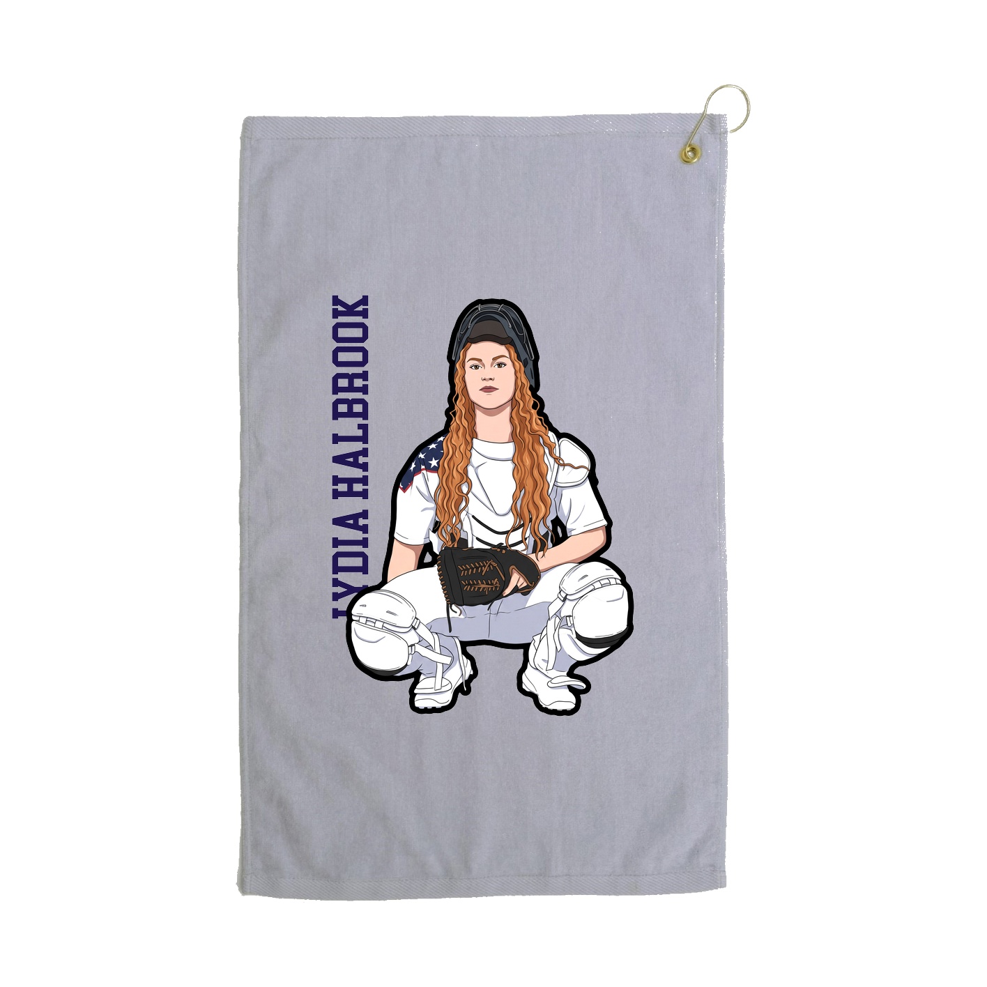 Golf Towel — Name Vertical in Grey
