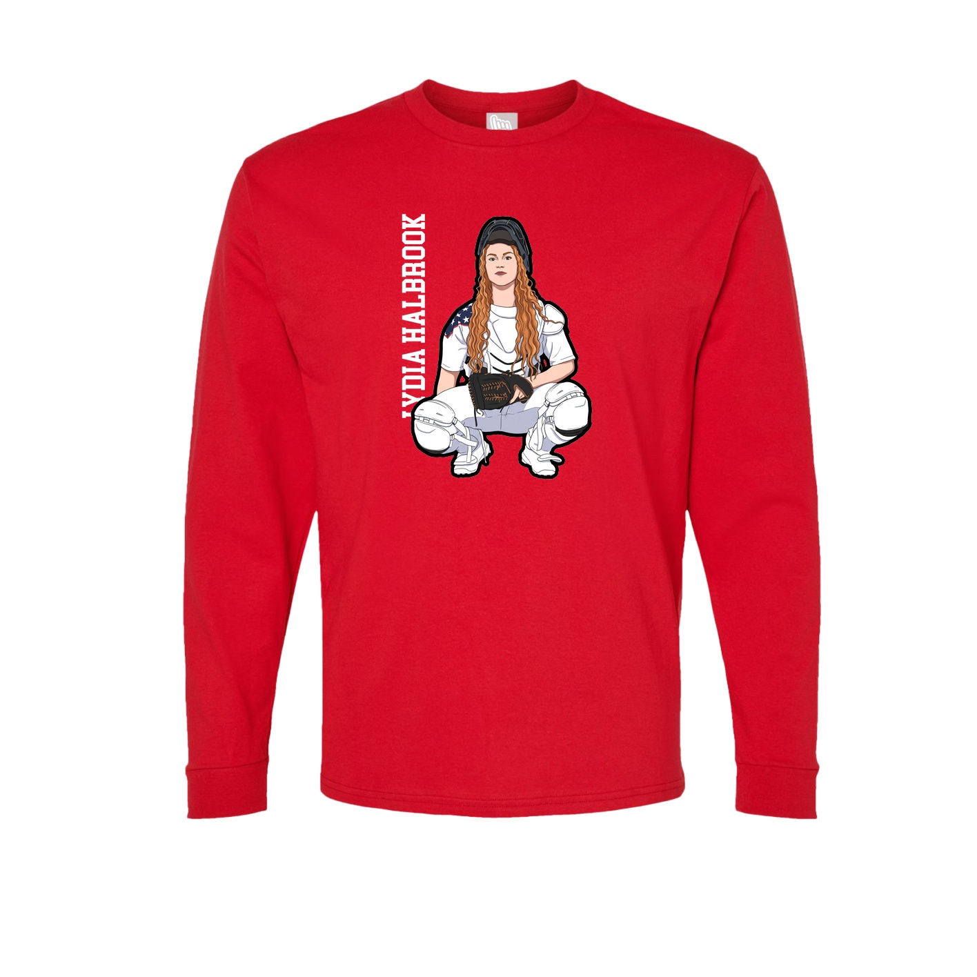 Long Sleeve Tee — Name Vertical in Red