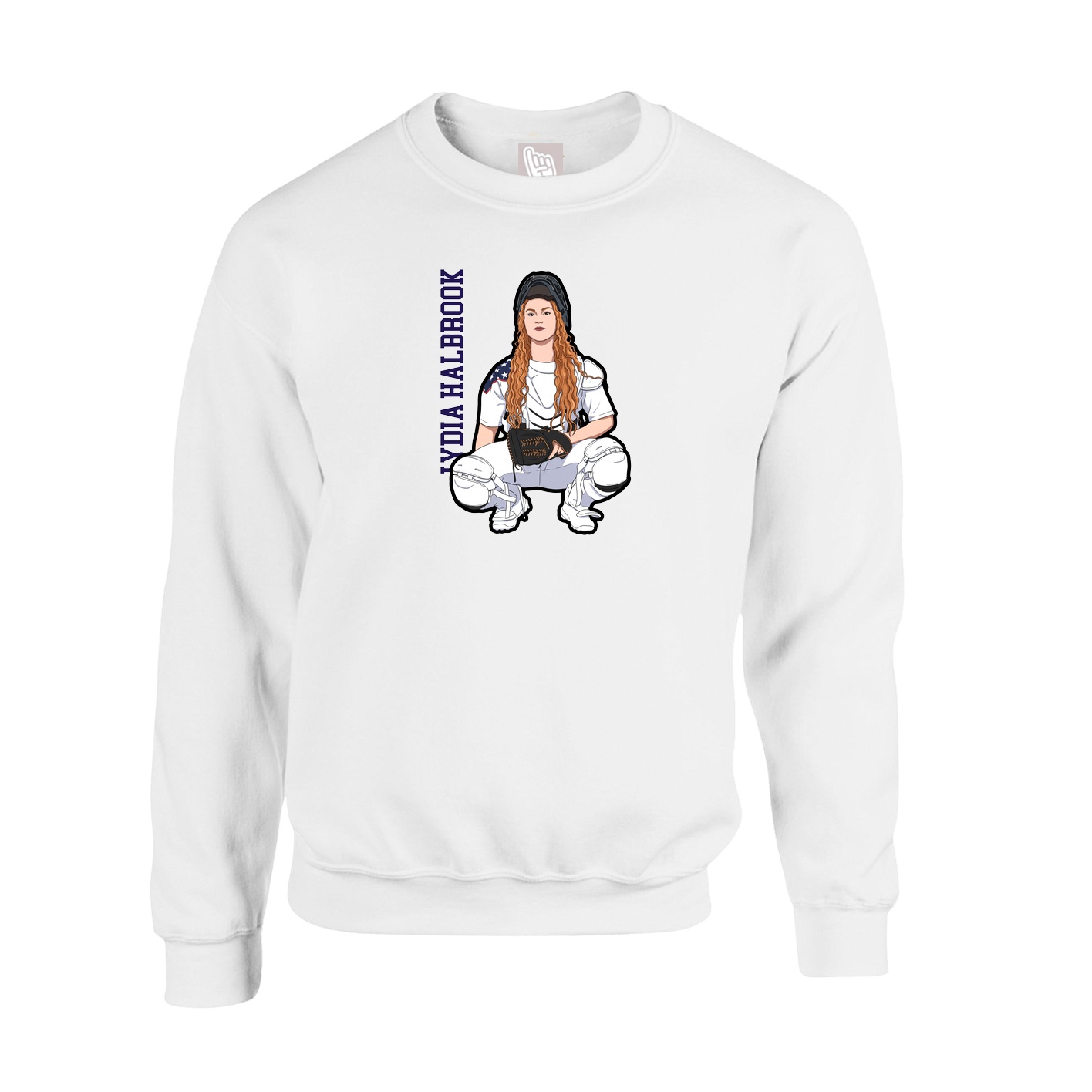 Fleece Crew — Name Vertical in White