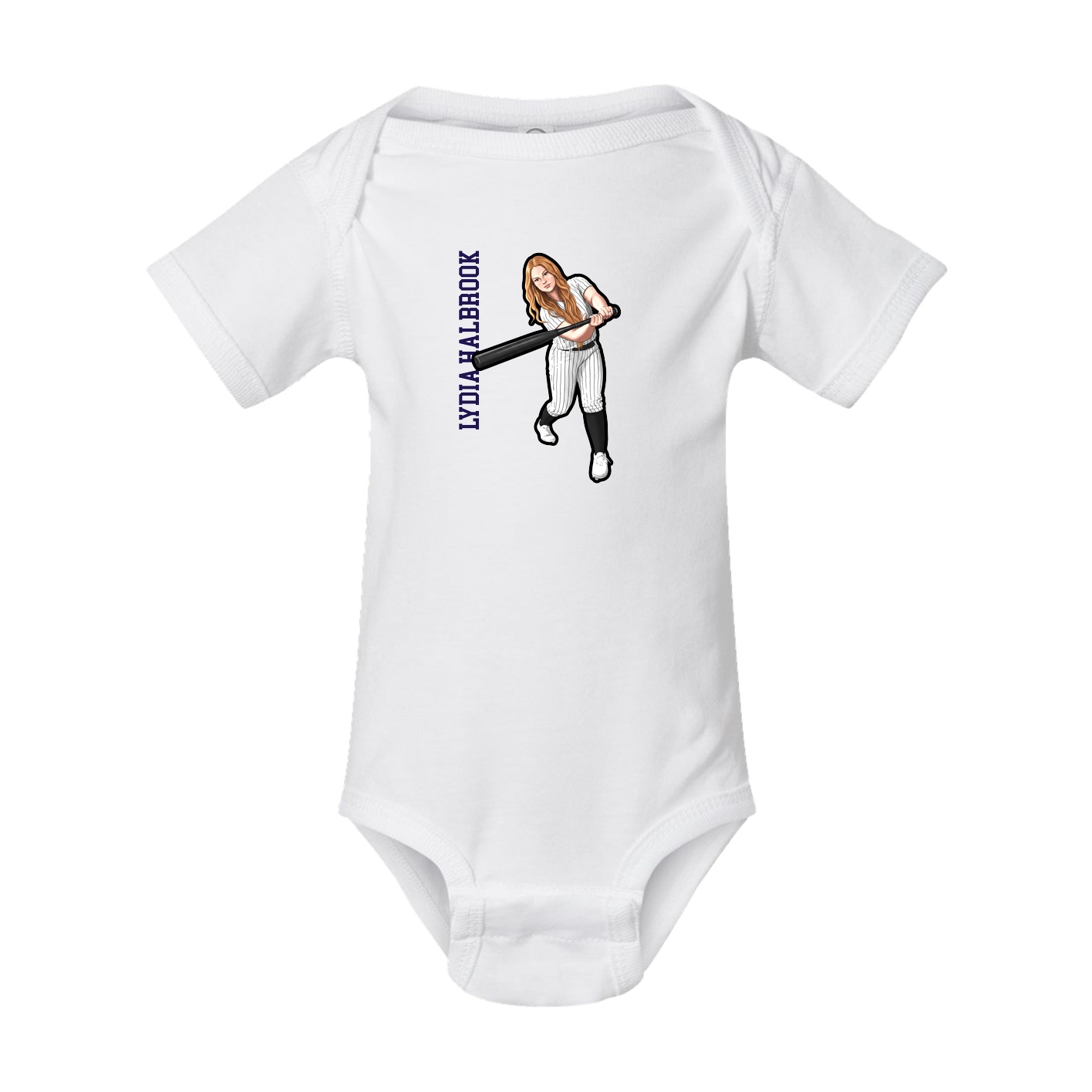 Baby Onesie — Name Vertical in White