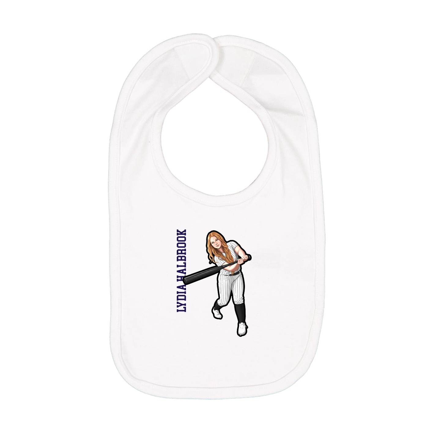 Infant Bib — Name Vertical in White