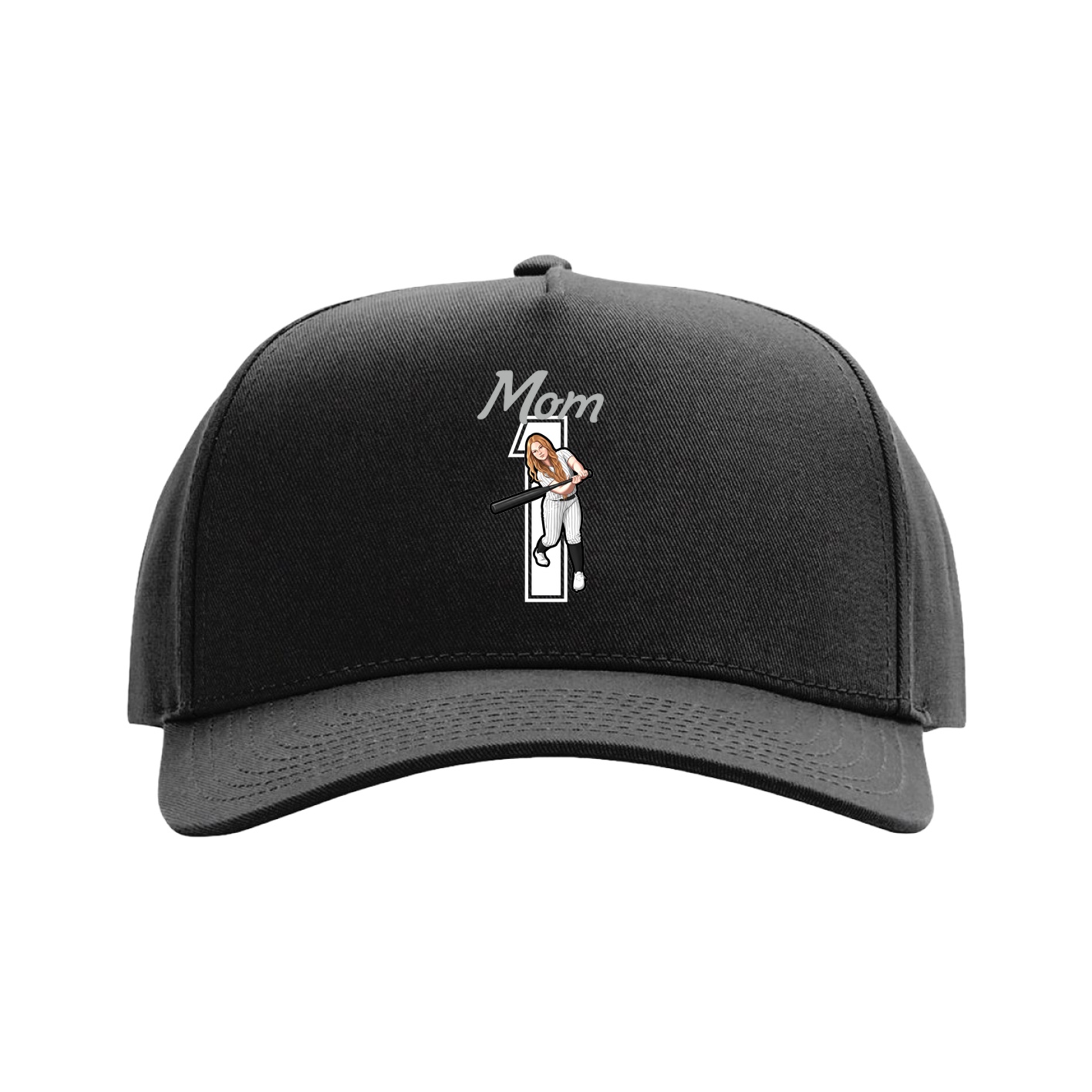 Full Fabric Five-Panel Champ Cap — Mothers Day Shirsey in Black