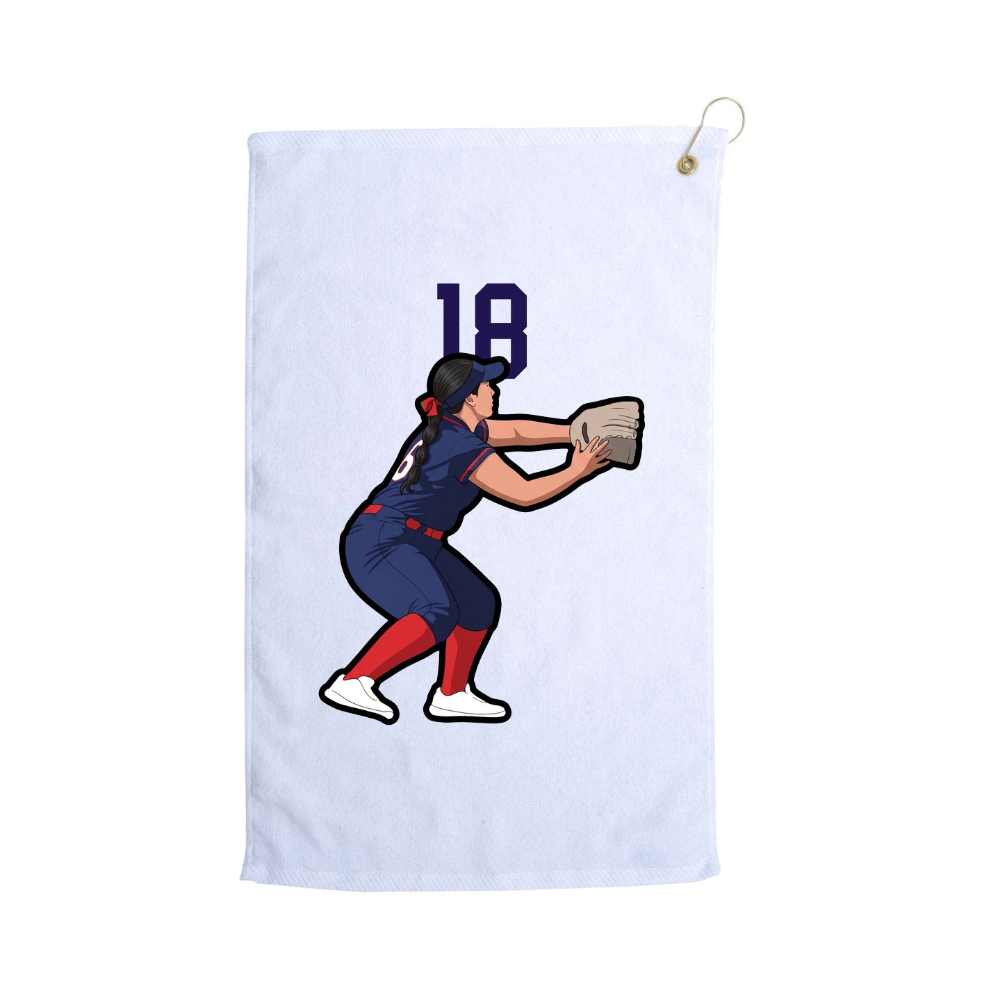Golf Towel — Number Top in White