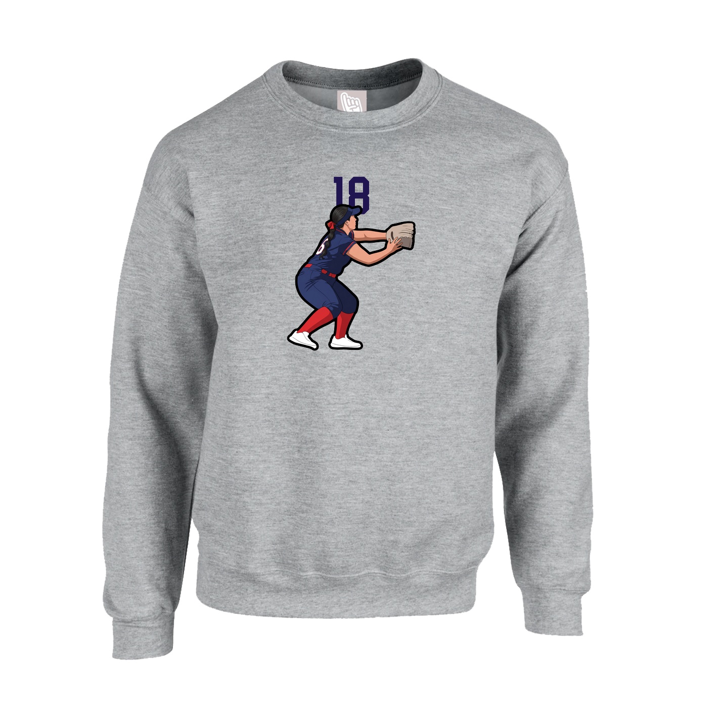 Fleece Crew — Number Top in Grey