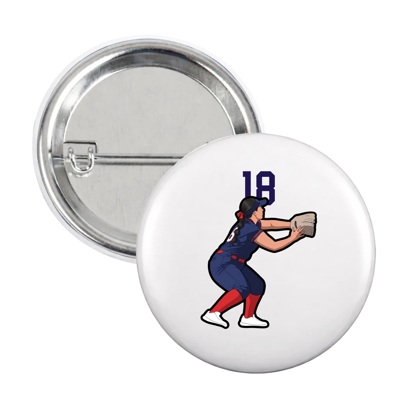 Game Day Button — Number Top in White