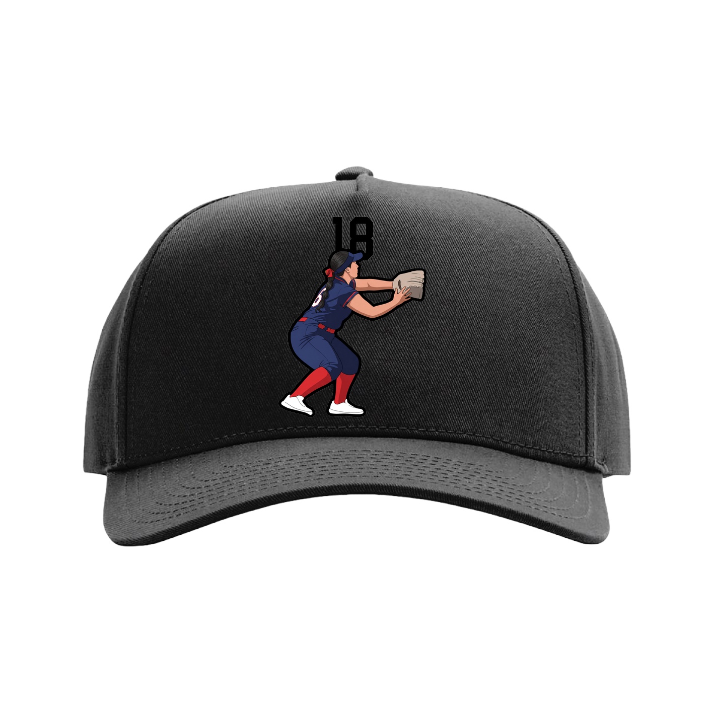 Full Fabric Five-Panel Champ Cap — Number Top in Black