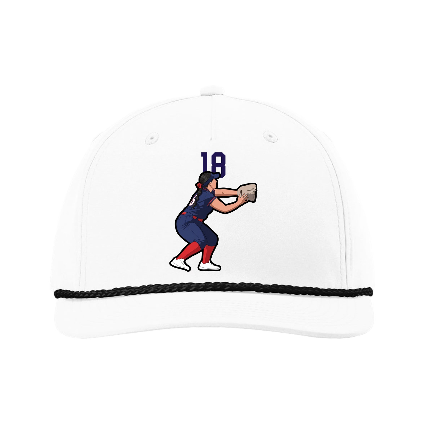 Five-Panel Classic Rope Cap — Number Top in White