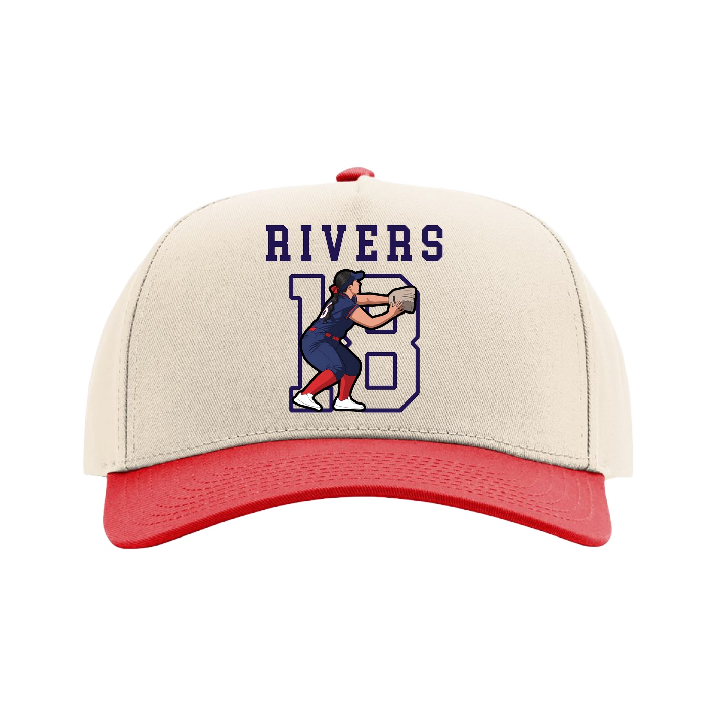 Full Fabric Five-Panel Champ Cap — Shirsey in Cream/Red